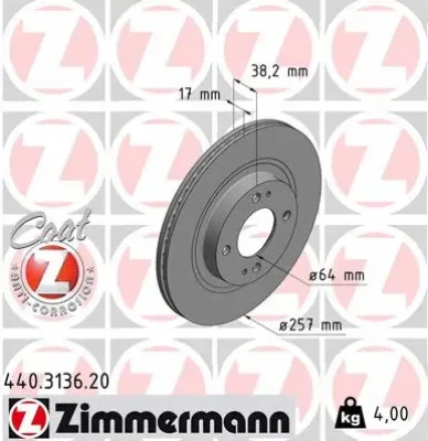 Тормозной диск ZIMMERMANN 440.3136.20