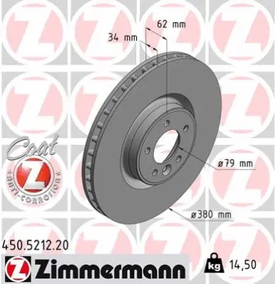 450.5212.20 ZIMMERMANN Тормозной диск