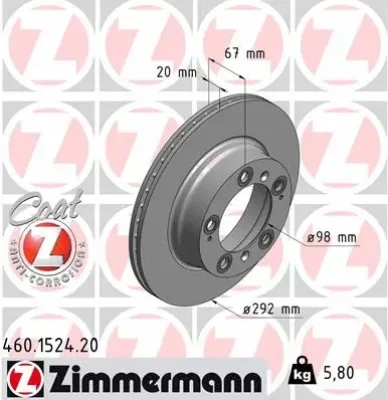 Тормозной диск ZIMMERMANN 460.1524.20