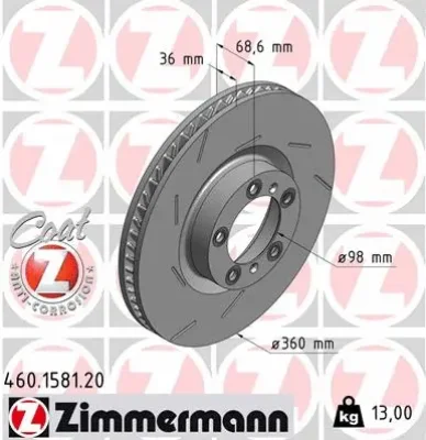 Тормозной диск ZIMMERMANN 460.1581.20