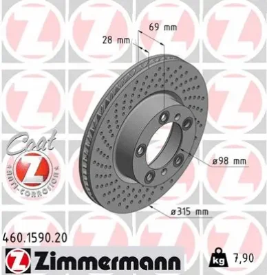 Тормозной диск ZIMMERMANN 460.1590.20
