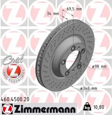 Тормозной диск ZIMMERMANN 460.4500.20