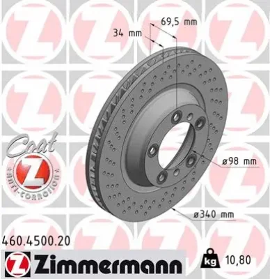 Тормозной диск ZIMMERMANN 460.4501.20