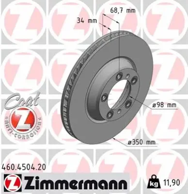 Тормозной диск ZIMMERMANN 460.4504.20