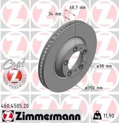 Тормозной диск ZIMMERMANN 460.4505.20
