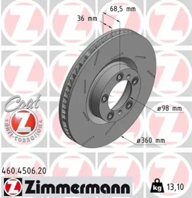 Тормозной диск ZIMMERMANN 460.4506.20