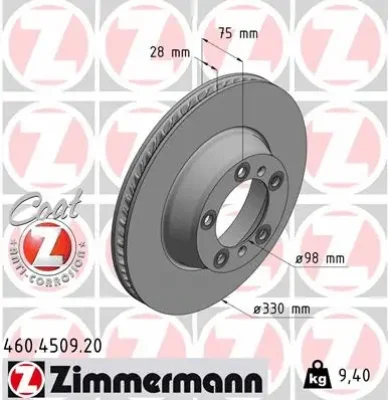 Тормозной диск ZIMMERMANN 460.4509.20