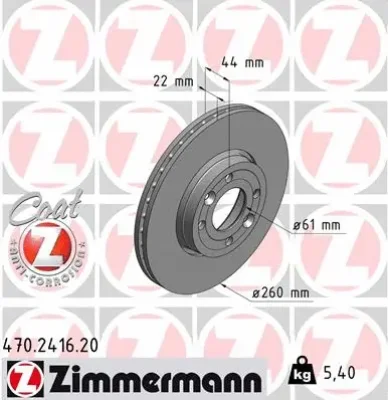 Тормозной диск ZIMMERMANN 470.2416.20