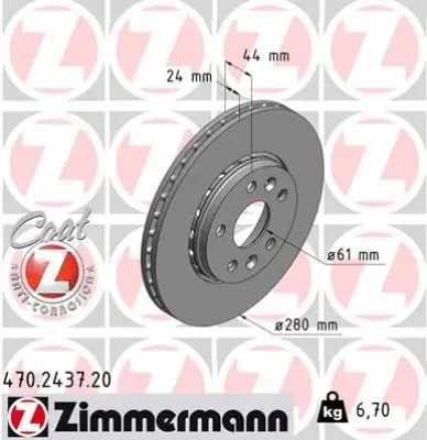 Тормозной диск ZIMMERMANN 470.2437.20