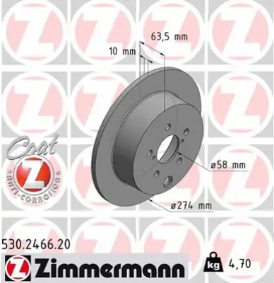 530.2466.20 ZIMMERMANN Тормозной диск
