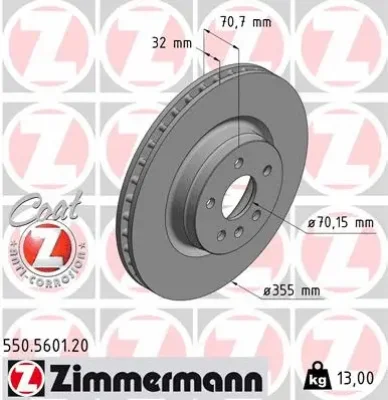 Тормозной диск ZIMMERMANN 550.5601.20