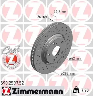 590.2597.52 ZIMMERMANN Тормозной диск