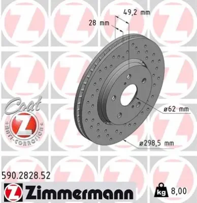 Тормозной диск ZIMMERMANN 590.2828.52