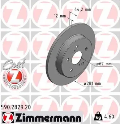 Тормозной диск ZIMMERMANN 590.2829.20