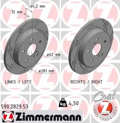 Тормозной диск ZIMMERMANN 590.2829.53