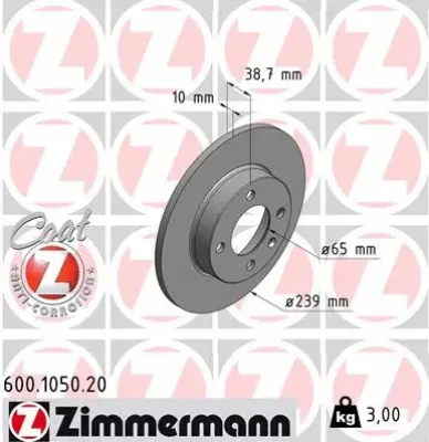 Тормозной диск ZIMMERMANN 600.1050.20