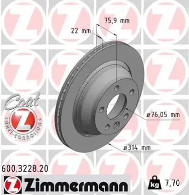 600.3228.20 ZIMMERMANN Тормозной диск