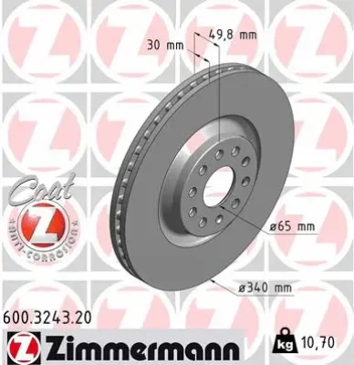 600.3243.20 ZIMMERMANN Тормозной диск