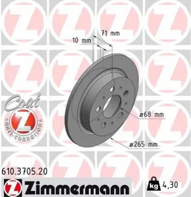 Тормозной диск ZIMMERMANN 610.3705.20