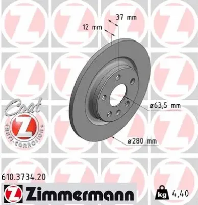 Тормозной диск ZIMMERMANN 610.3734.20