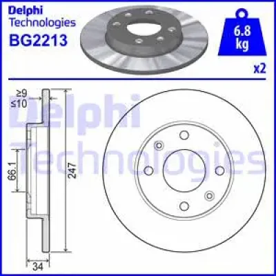 BG2213 DELPHI Тормозной диск
