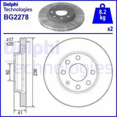 BG2278 DELPHI Тормозной диск