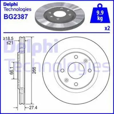 BG2387 DELPHI Тормозной диск