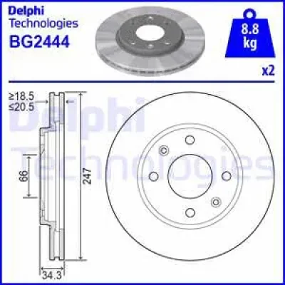 BG2444 DELPHI Тормозной диск
