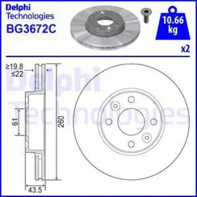 Тормозной диск DELPHI BG3762