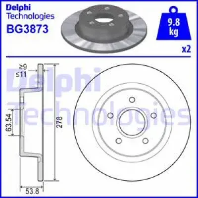 BG3873 DELPHI Тормозной диск