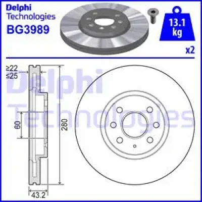Тормозной диск DELPHI BG3989