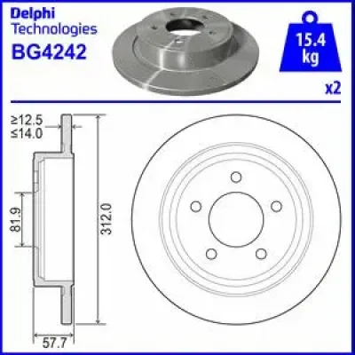 BG4242 DELPHI Тормозной диск