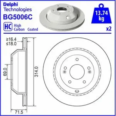 BG5006C DELPHI Тормозной диск