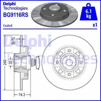 BG9116RS DELPHI Тормозной диск