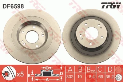 DF6598 TRW Тормозной диск