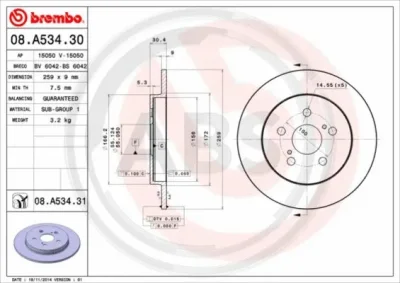 08.A534.31 A.B.S. Тормозной диск