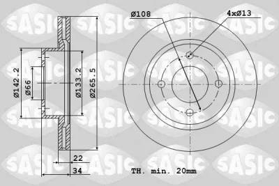 Тормозной диск SASIC 2464W14J