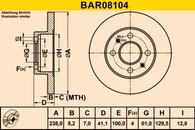 BAR08104 BARUM Тормозной диск