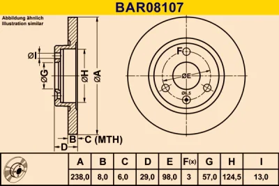 BAR08107 BARUM Тормозной диск