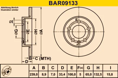 BAR09133 BARUM Тормозной диск