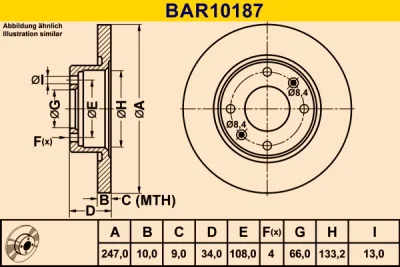 BAR10187 BARUM Тормозной диск
