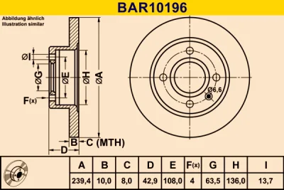 BAR10196 BARUM Тормозной диск