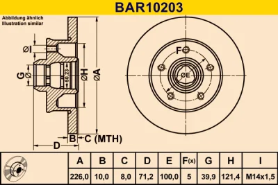 BAR10203 BARUM Тормозной диск