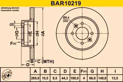 BAR10219 BARUM Тормозной диск