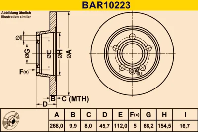 BAR10223 BARUM Тормозной диск