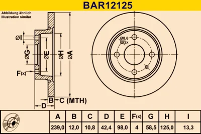 BAR12125 BARUM Тормозной диск