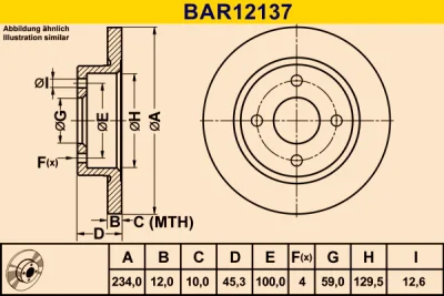 BAR12137 BARUM Тормозной диск