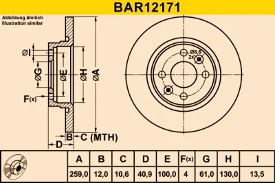 BAR12171 BARUM Тормозной диск