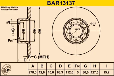 BAR13137 BARUM Тормозной диск
