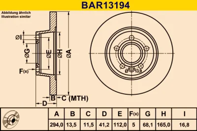 BAR13194 BARUM Тормозной диск